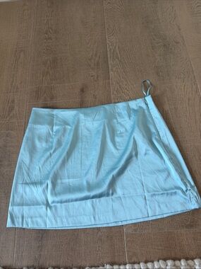 Daily Drills Light Blue Silk Mini Skirt